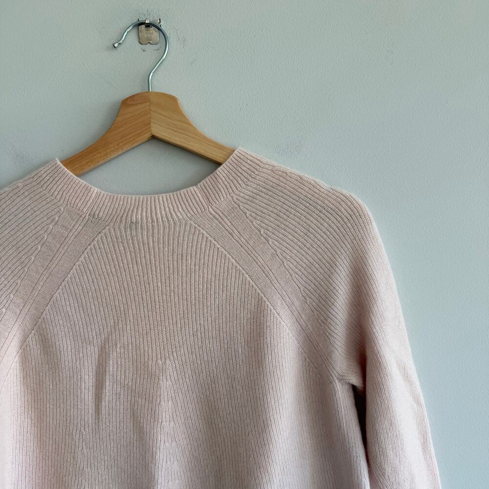 Vince Cashmere Directional Ribbed Crew Neck Stretch Pullover Sweater Rosewater S - Picture 8 of 8